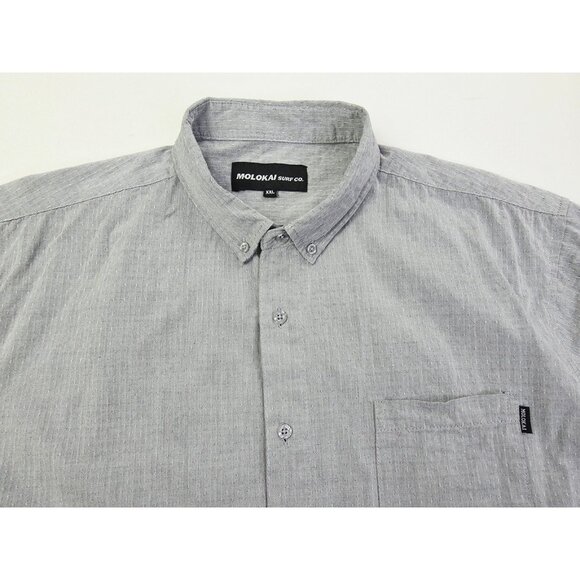 Molokai Size 2XL Men Gray White Pattern Short Sleeve Pocket Logo Tag Button Down - Picture 12 of 12
